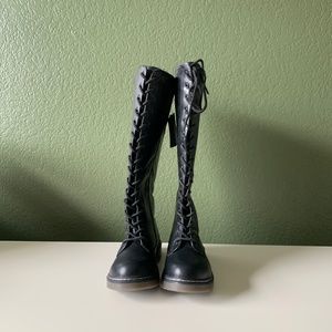 NWT Black Lace Up Zipper Combat Boots Wide Fit